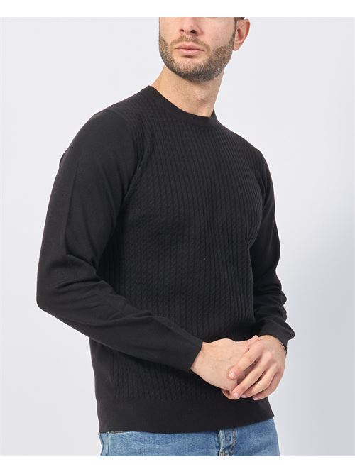 Yes Zee Black Crewneck Wool Blend Sweater YES ZEE | M840-ZS000801